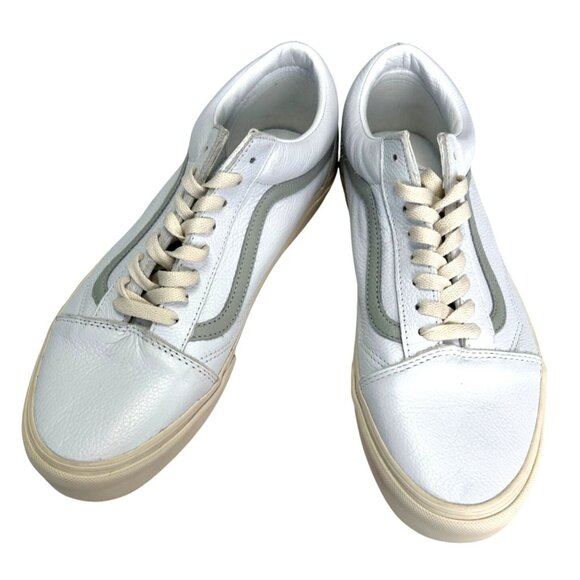 Vans Other - Vans Old Skool Low Top Unisex Sneakers White Gray Leather Women 13 Men 11.5 New